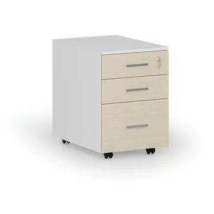 Kontener biurowy mobilny na teczki zawieszkowe PRIMO WHITE, 3 szuflady, biały/orzech - Szafki biurowe - miniaturka - grafika 4