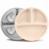 Miseczki i talerzyki dla dzieci - MOJINL Talerz dla dziecka z przyssawką, 2 sztuki, szary beż - miniaturka - grafika 1