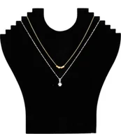 Biżuteria - akcesoria - Czarny flanelowy naszyjnik wisiorek łańcuszek stojak na biżuterię stojak na biust wieszak uchwyt stojak - miniaturka - grafika 1