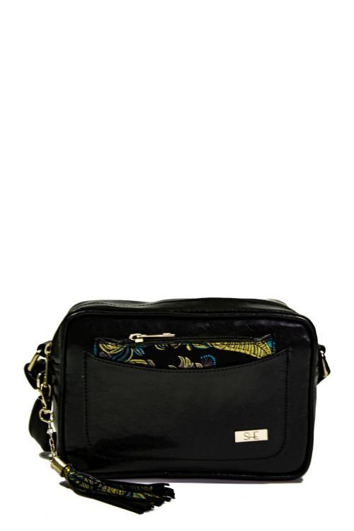 Skórzana czarna prostokątna listonoszka