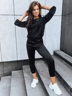 Dresy damskie - Damski dres welurowy VELVET HARMONY czarny Dstreet AY0879-L/XL - miniaturka - grafika 1