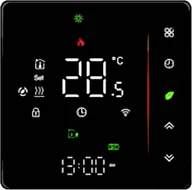 Grzałki do akwarium - Termostat do ogrzewania elektrycznego, 16A, WI-FI, kwadrat, mleczne szkło, czarny, model 003 - miniaturka - grafika 1