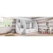 Łóżka dla dzieci i młodzieży - Łóżko piętrowe MARCINEK | Biały Mat + Szary - miniaturka - grafika 1