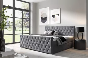 Łóżko kontynentalne pikowane Nadia + Front 160x200 Szare - Łóżka - miniaturka - grafika 1