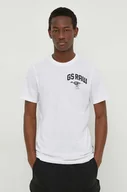 Koszulki męskie - G-Star Raw t-shirt bawełniany męski kolor biały z nadrukiem - miniaturka - grafika 1
