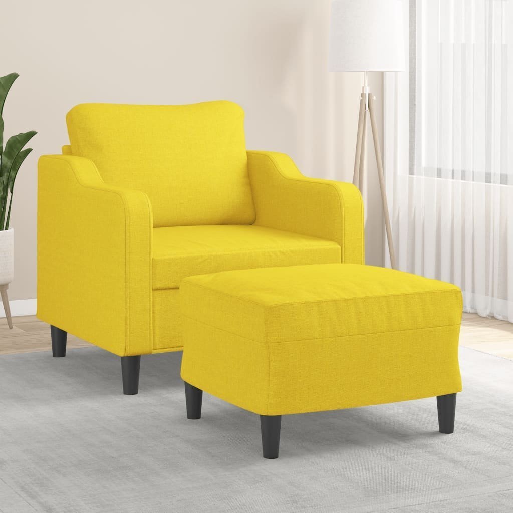 vidaXL vidaXL Fotel z podnóżkiem, jasnożółty, 60 cm, tkanina