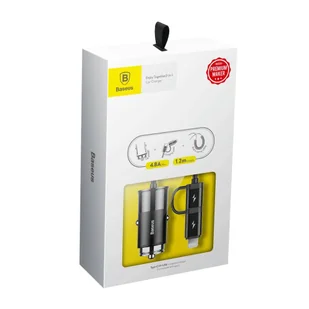 Enjoy Baseus Baseus Together ładowarka samochodowa 4.8A z wbudowanym kablem 2w1 Lightning + USB-C 1.2M czarny (CCALL-EL01) hurtel-44598-0 - Ładowarki samochodowe - miniaturka - grafika 18