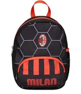 Plecaki szkolne i tornistry - A.C. Milan Mały plecak do przedszkola, piłka nożna, czarny czerwony - boczne kieszenie na butelkę, kieszeń przednia, plecak przedszkolny - plecak szkolny dla dzieci, Wielokolorowy, Taglia unica, - miniaturka - grafika 1