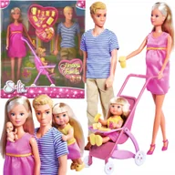 Wózki dla lalek - Wielki Zestaw Szczęśliwa Rodzina Lalka Steffi W Ciąży Kevin Evi Bobas Wózek - miniaturka - grafika 1