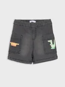 Spodenki dla niemowląt - Sinsay - Szorty jeansowe z ozdobnym nadrukiem na kieszeniach - szary - miniaturka - grafika 1