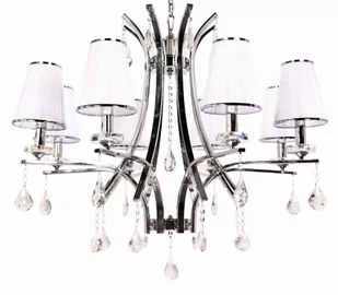 Lumina Deco Deco Klasyczny Żyrandol Kryształowy Biały Glamour W8 LDP 66247-8 WT) - Lampy sufitowe - miniaturka - grafika 1