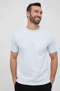 Koszulki męskie - New Balance t-shirt bawełniany kolor niebieski gładki - grafika 1