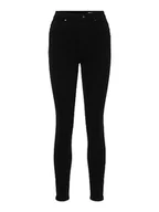 Spodnie damskie - VERO MODA Damskie spodnie jeansowe, czarny, S x 30L - miniaturka - grafika 1