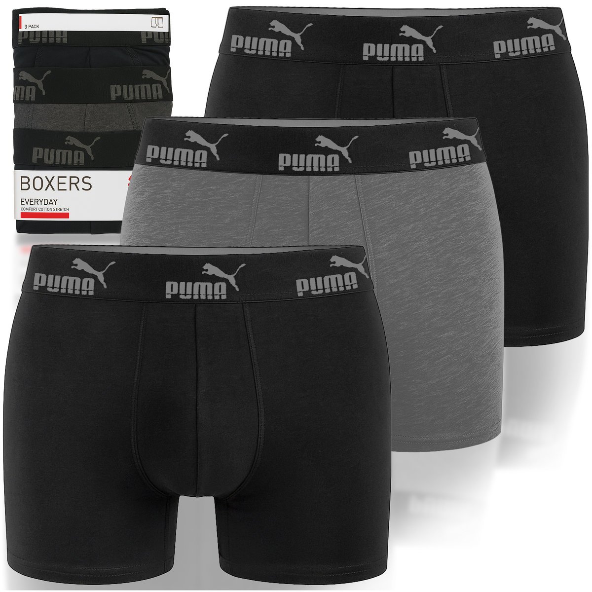 Puma Bokserki Męskie Black Bawełna 3 Pak Rozmiar S