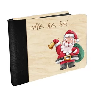 Drewniany MINI FOTO ALBUM na zdjęcia MIKOŁAJ HO! HO! HO! z grawerowaną okładką z czarnymi kartami  prezent na święta - Albumy fotograficzne - miniaturka - grafika 2