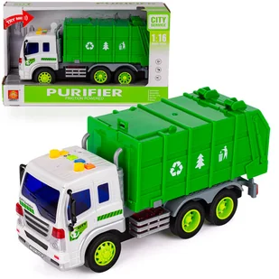 ŚMIECIARKA SAMOCHÓD CIĘŻAROWY AUTO ŚWIATŁO I DŹWIĘK RUCHOME ELEMENTY - Samochody i pojazdy dla dzieci - miniaturka - grafika 1