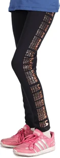 Legginsy dziewczęce z napisem czarne 122-128 YOCLUB - Spodnie i spodenki dla dziewczynek - miniaturka - grafika 1
