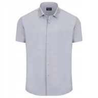 Koszule męskie - KOSZULA SZARA POPIELATA ELEGANCKA KLASYCZNA - KRÓTKI RĘKAW - 39/40 - miniaturka - grafika 1