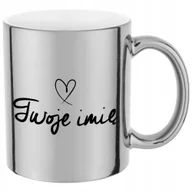 Kubki - KUBEK Srebrny Błyszczący Prezent - TWOJE IMIĘ - miniaturka - grafika 1