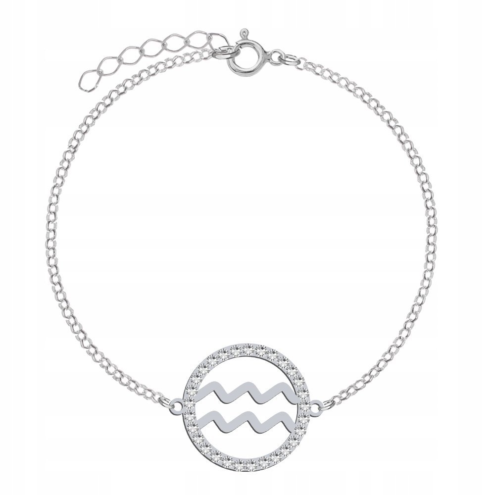 Srebrna Bransoletka Znak Zodiaku WODNIK DEDYKACJA