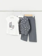 Bluzki damskie - Mayoral Komplet bluza, bluzka i spodnie 1574 Szary Regular Fit - miniaturka - grafika 1