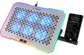 Podkładki chłodzące pod laptopa - Podstawka chłodząca pod laptopa Rampage FREEZ 9-17" RGB 6 wentylatorów, srebrna - miniaturka - grafika 1