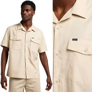 Lee SS CHETOPA SHIRT Stone LUŹNA BEŻOWA KOSZULA KRÓTKI RĘKAW RELAXED FIT M - Koszule męskie - miniaturka - grafika 1