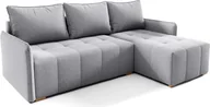 Narożniki - Narożnik GREND, narożnik w kształcie litery L z funkcją spania i podstawą łóżka, kolor: szary, otomana lewa, tkanina welurowa - miniaturka - grafika 1
