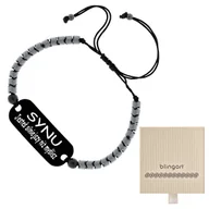 Bransolety męskie - Bransoletka męska z GRAWEREM czarna blaszka STAL 3 - miniaturka - grafika 1