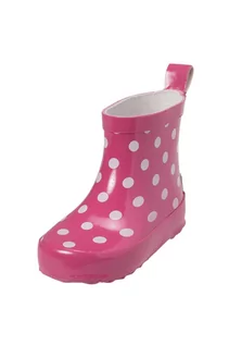 Buty dla dziewczynek - Krótkie kalosze dla dziewczynki- różowe w białe kropki - grafika 1