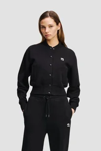 KARL LAGERFELD Сzarny damski bomber Ikon Patch Buttons - Karl Lagerfeld - Bluzy damskie - miniaturka - grafika 1