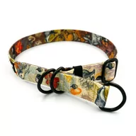 Obroże dla psów - Obroża półzaciskowa Forest Treasures szeroka na 2,5 cm, dla średnich i większych psów, czarne okucia-M/L - miniaturka - grafika 1