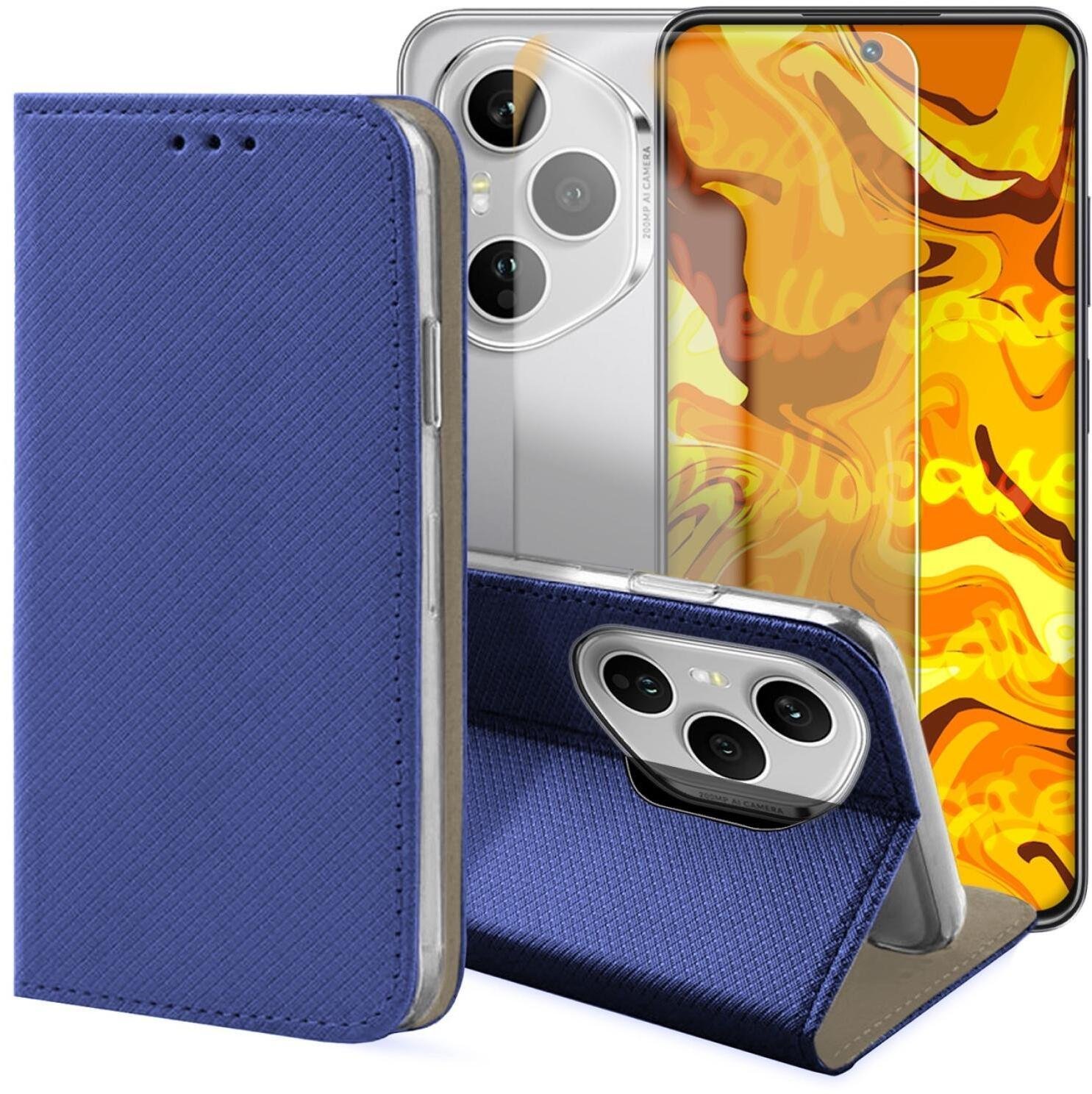 Hello Case Etui z Klapką Do Honor 400 Pro Granatowe, Magnetyczne, Zamykane Szkło