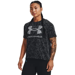 Damska Koszulka z krótkim rękawem UNDER ARMOUR UA LOGO AOP HEAVYWEIGHT SS 1376742-001 – Czarny - Koszulki i topy damskie - miniaturka - grafika 1