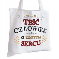 Torby i wózki na zakupy - Torba Bawełniana biała dla Teścia Na Prezent ekologiczna Trwały Nadruk - miniaturka - grafika 1