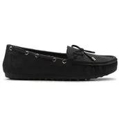 Mokasyny damskie - Mokasyny Damskie Skórzane Wygodne Lekkie Eleganckie Wiosenne Stylowe Modne Z Kokardą Wsuwane Z Ozdobą Czarne 37 - miniaturka - grafika 1