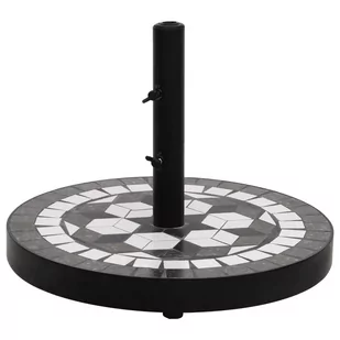 vidaXL Okrągła podstawa pod parasol, czarno-biała, 12 kg - Parasole ogrodowe - miniaturka - grafika 1