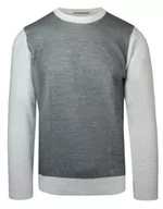 Swetry męskie - Sweter z Okrągłym Dekoltem, Szary, Wzór Geometryczny, Męski, U-neck -YAMAK - Yamak - miniaturka - grafika 1