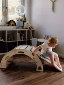 Zabawki na biegunach - Bujak Montessori M biały + zjeżdżalnia ze ścianką + poduszka szara - miniaturka - grafika 1