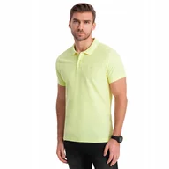 Koszulki męskie - Koszulka męska polo dzianina limonkowy S1374 M - miniaturka - grafika 1