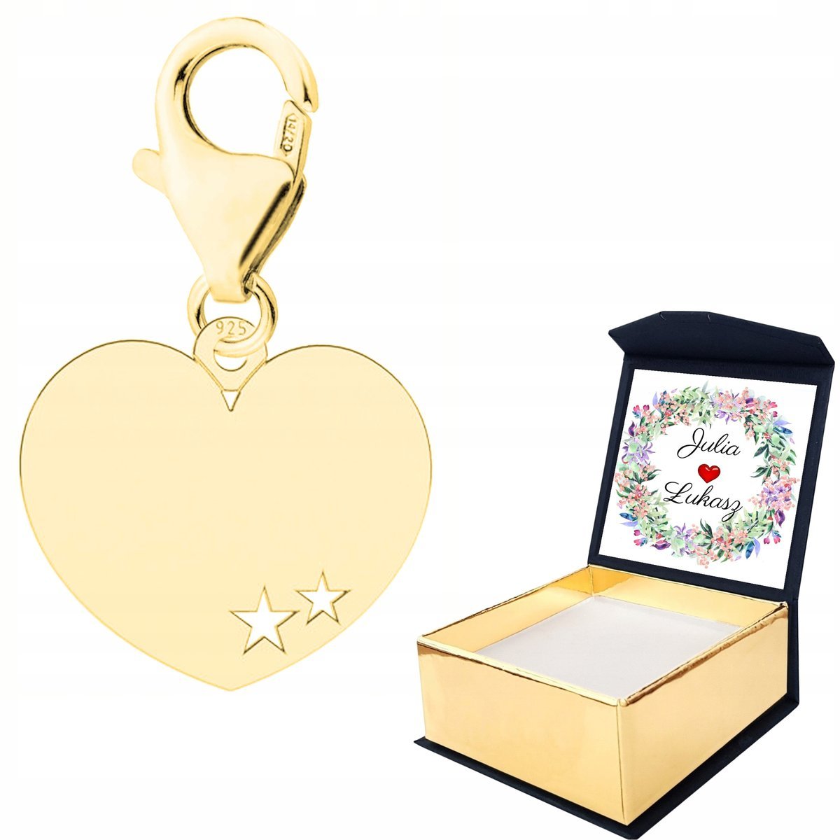 Zawieszka złota Gwiazdki Serce 925 WŁASNY NADRUK