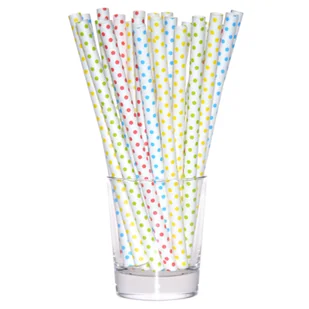 Słomka papierowa jumbo w kropki 1 cm 8 sztuk mix - Słomki do napojów - miniaturka - grafika 1