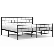 Łóżka - Metalowa rama łóżka z wezgłowiem i zanóżkiem, czarna, 200x200cm Lumarko! - miniaturka - grafika 1