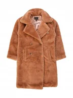 Płaszcze damskie - Guess Płaszcz Futrzany Dwurzędowy Z Kieszeniami Camel 128 Gma - miniaturka - grafika 1