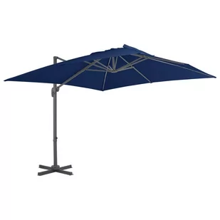 vidaXL Parasol wiszący z aluminiowym słupkiem 3x3 m błękit lazur 47002 - Parasole ogrodowe - miniaturka - grafika 1