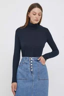 Bluzki damskie - Pepe Jeans longsleeve damski kolor granatowy z golfem - miniaturka - grafika 1