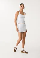 Koszulki i topy damskie - Stradivarius Podstawowy top z dekoltem kwadratowym Biały L - miniaturka - grafika 1