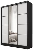 Szafy - Szafa przesuwna z lustrem 150 cm BEST Biały + Czarny - miniaturka - grafika 1