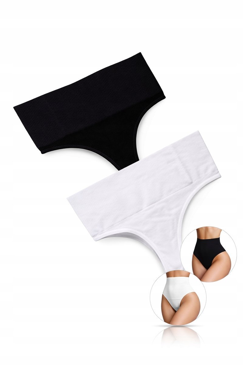 Stringi damskie modelujące prążkowane zestaw 2 szt wysoki stan S