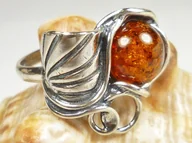 Pierścionki - 112-98 Pierścionek Srebro z Bursztynem - rozm.14 - miniaturka - grafika 1